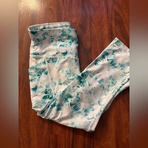All in Motion Blue and White Leggings Artistic Design